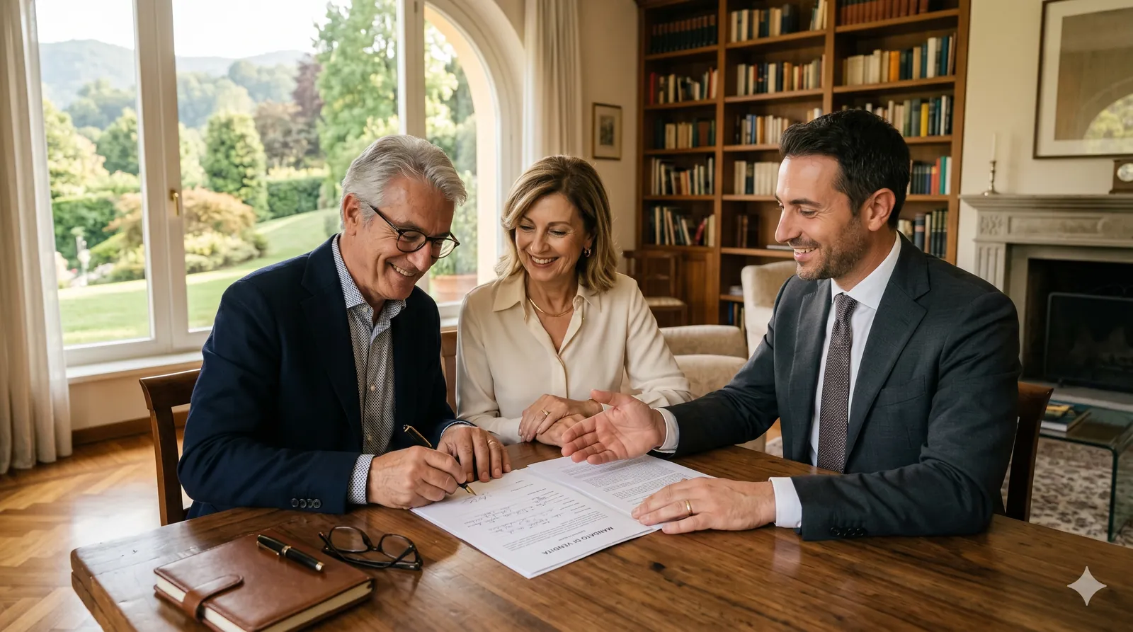 Coppia matura della Brianza firma l’incarico di mediazione per la vendita della villa con l’agente immobiliare di fiducia