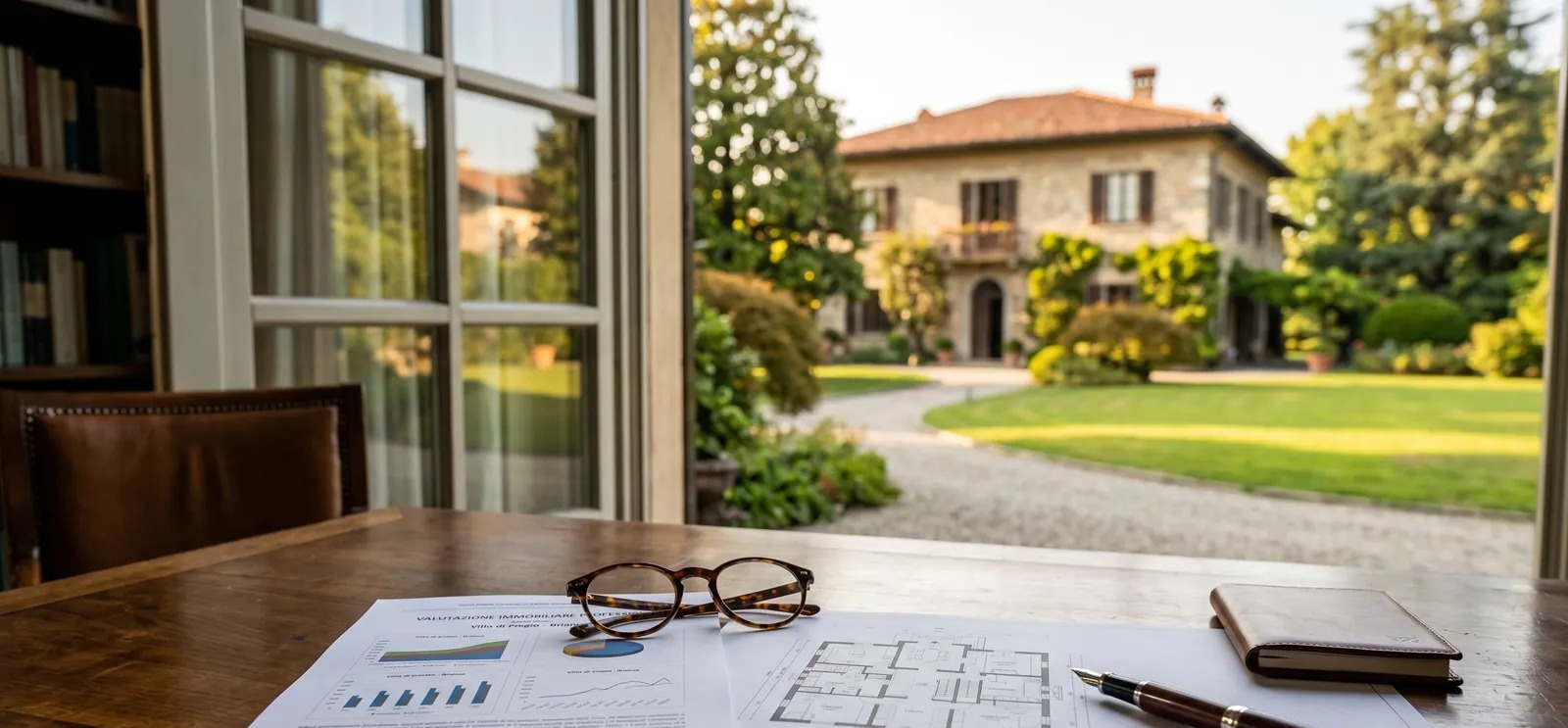 Valutazione professionale del prezzo di una villa d'epoca di pregio in Brianza, con documenti e planimetria