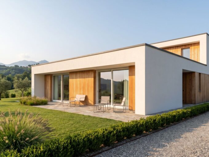 Villa contemporanea con ampio giardino e ulivi sulle colline della Brianza, in vendita