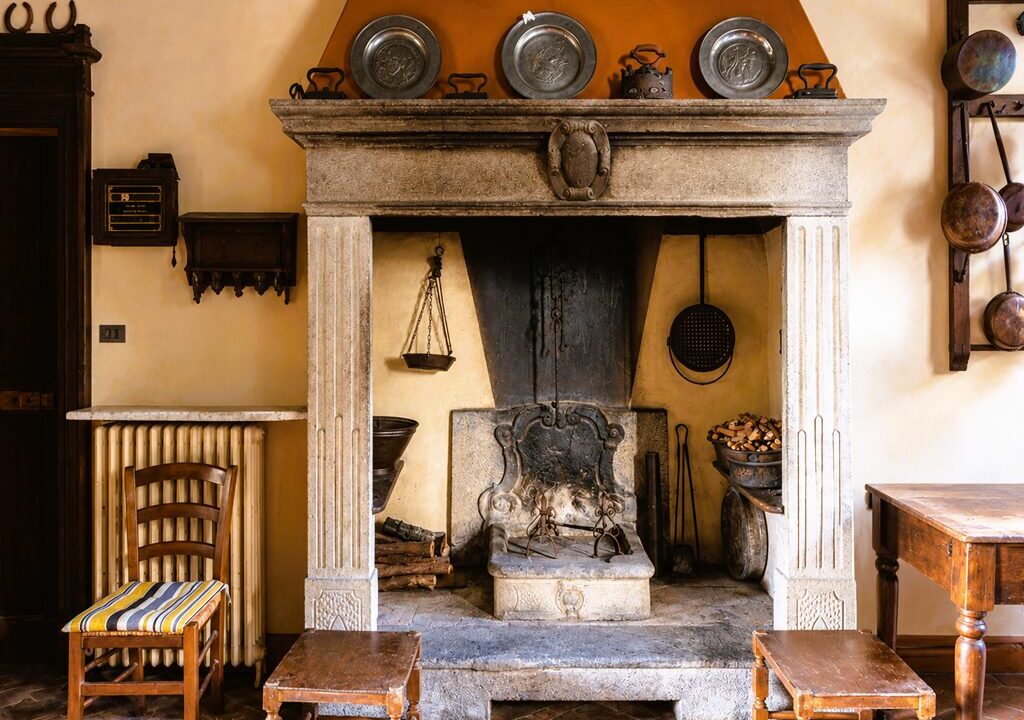 camino in cucina - Brongio - vendita - palazzo fumagalli