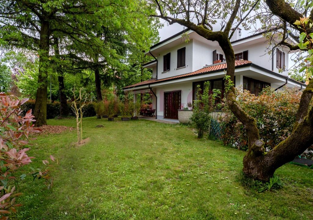 giardino e facciata villa sud est - villa oreno - vendita - meriggi